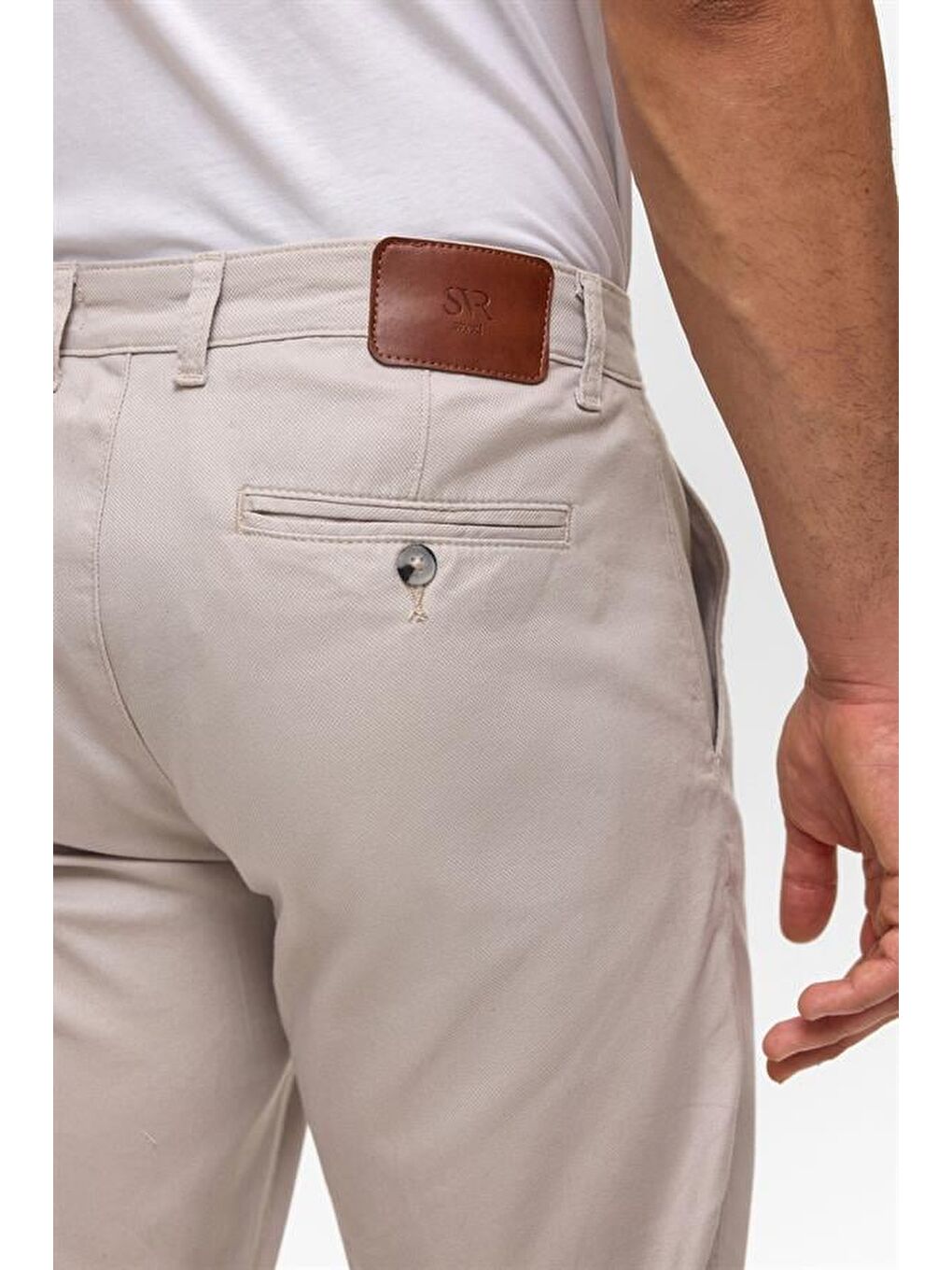 Bej Taş Regular Armürlü Pantolon-3