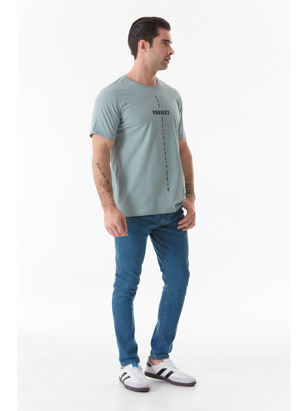 Turkuaz Project Yazılı Bisiklet Yaka Tişört-1