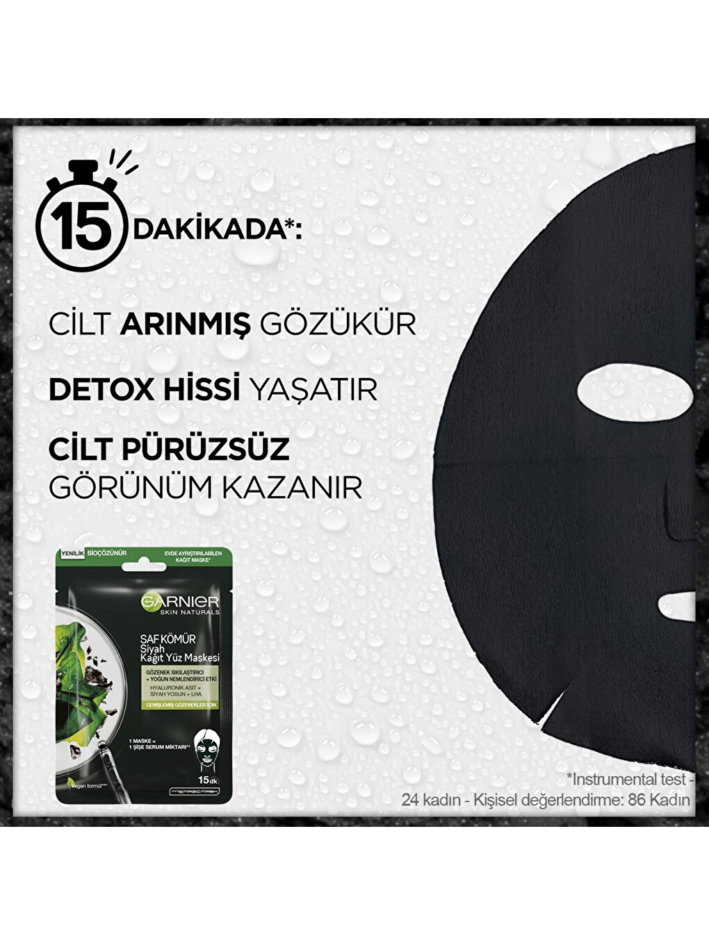 Skin Naturals Kömürlü Kağıt Yüz Maskesi Siyah Yosun-2