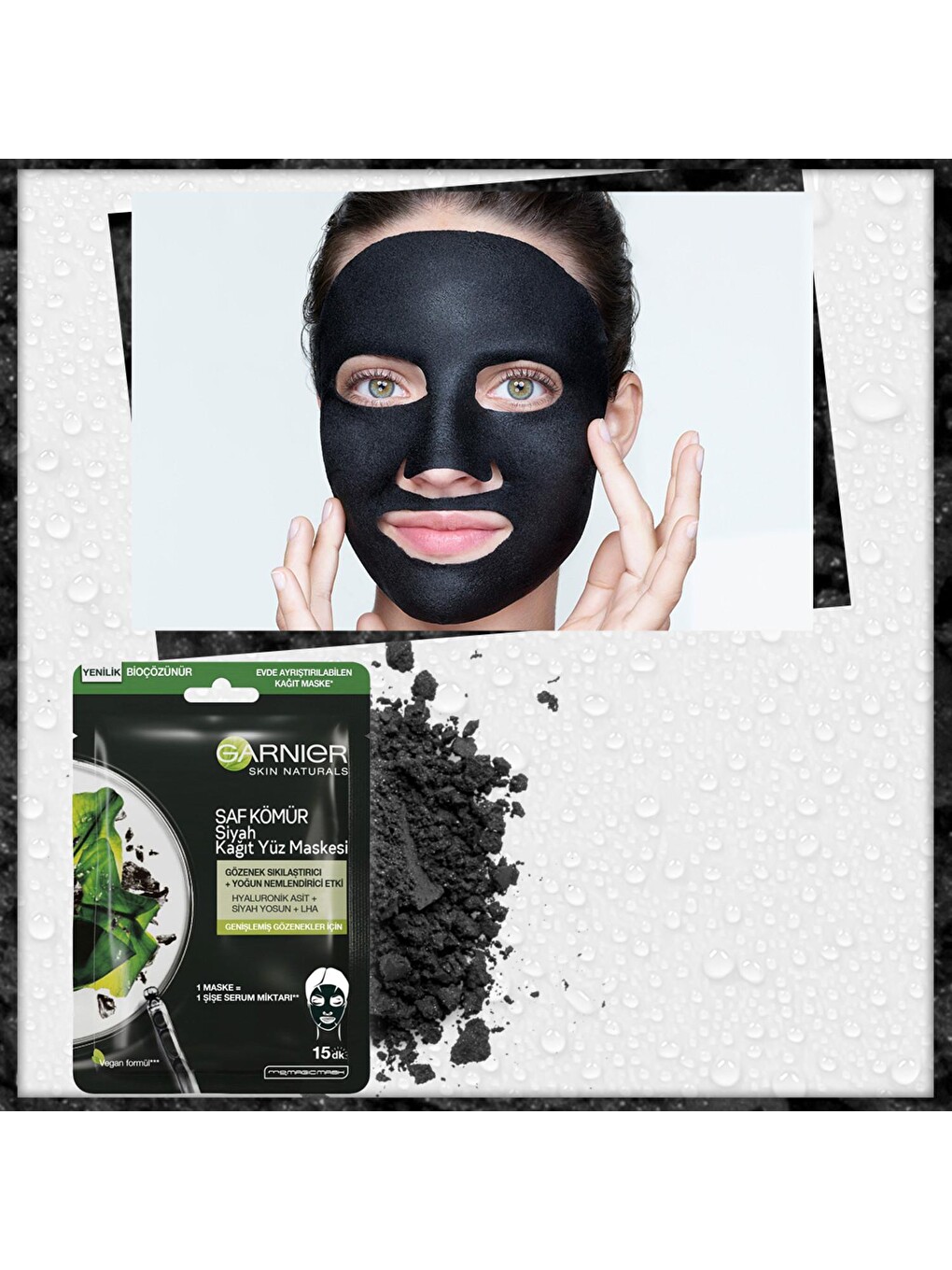 Skin Naturals Kömürlü Kağıt Yüz Maskesi Siyah Yosun-3