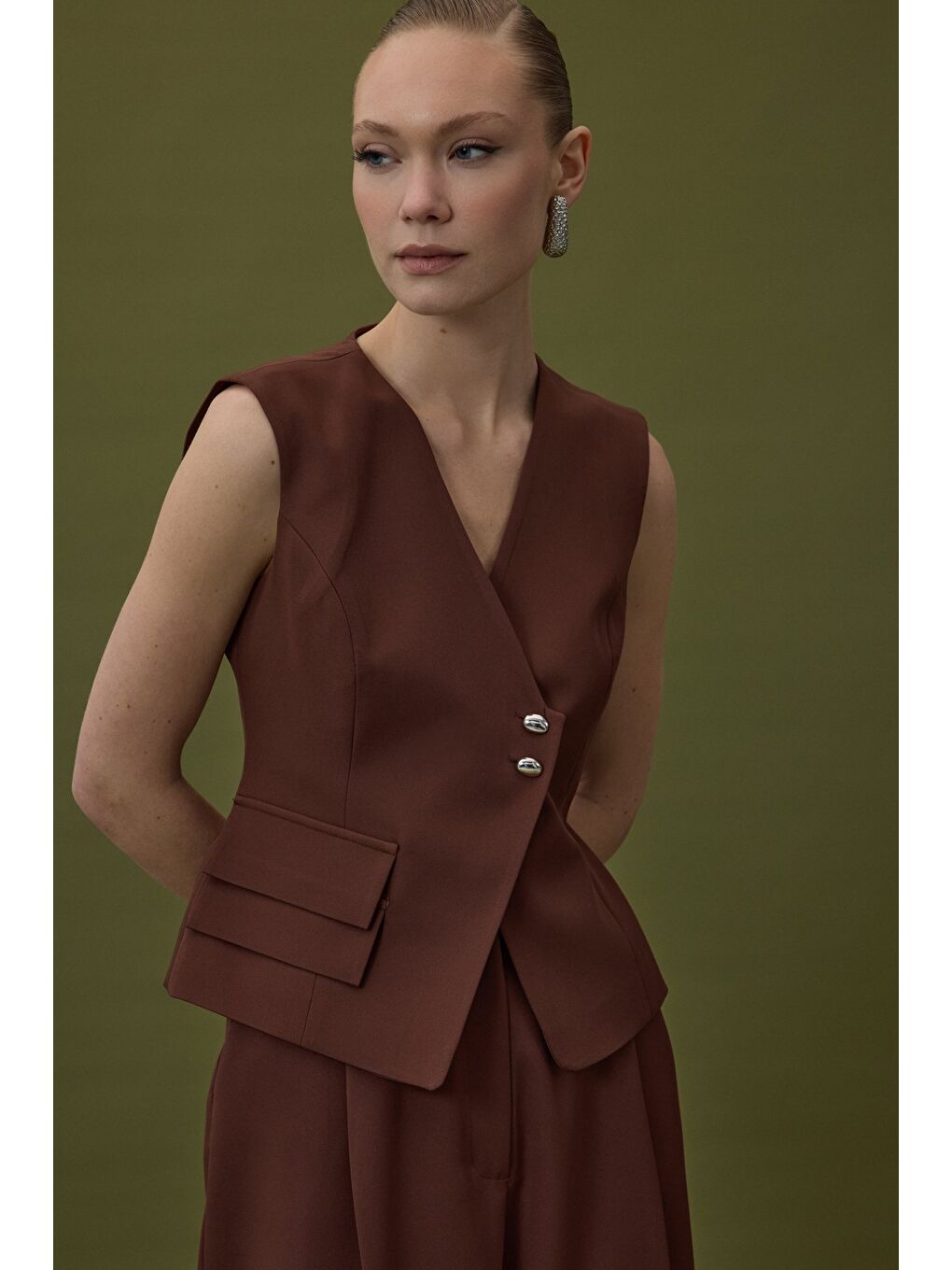 Kahverengi Sofia Yelek - Kahve-1