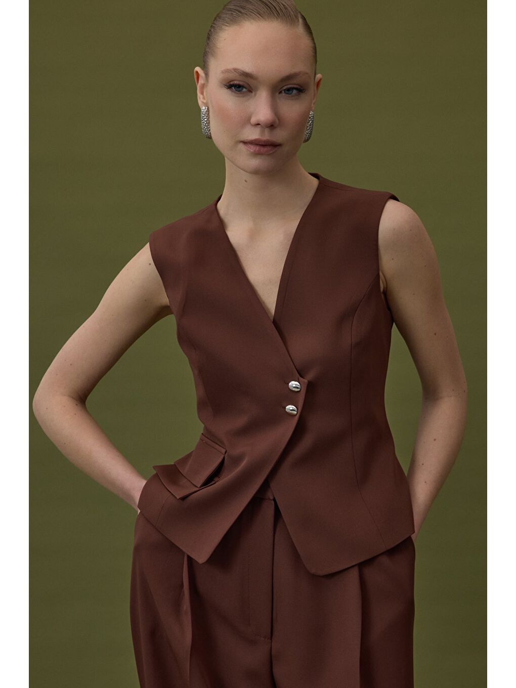 Kahverengi Sofia Yelek - Kahve-2