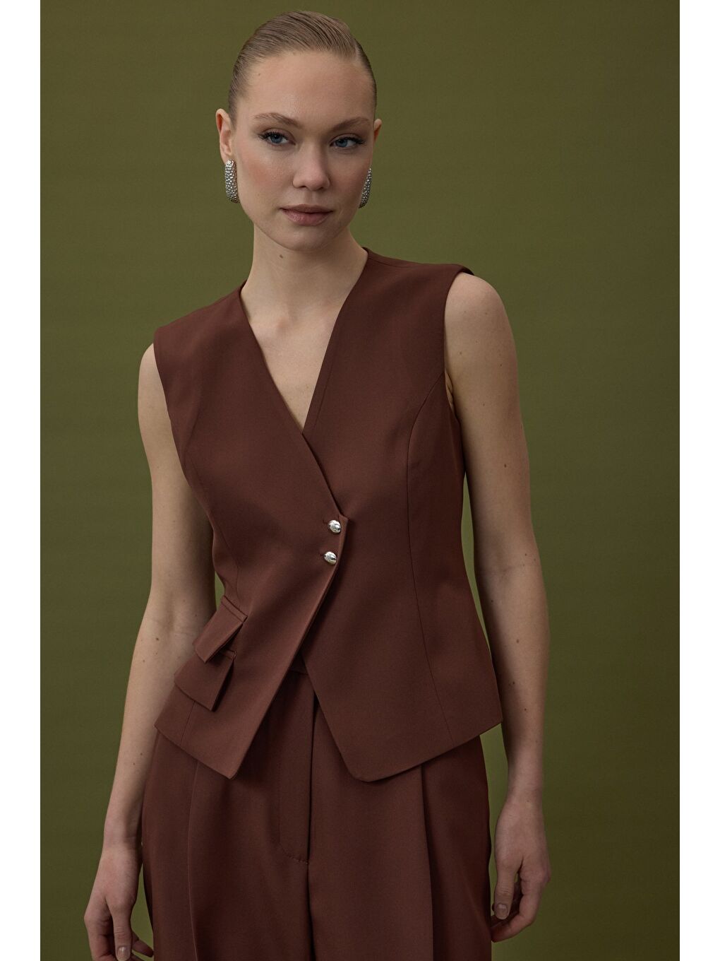 Kahverengi Sofia Yelek - Kahve-3