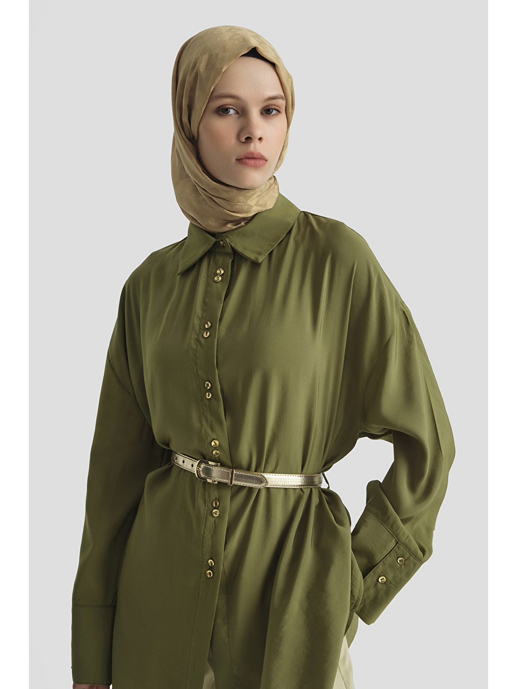 Kemer Detaylı Tunik Haki-2