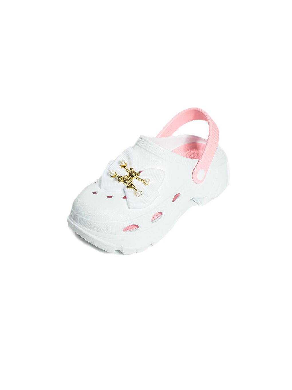 Pembe Potin Yüksek Taban Kurdela Detaylı Eva Comfort Kadın Sandalet DNZ223-24BeyazPudra - 3
