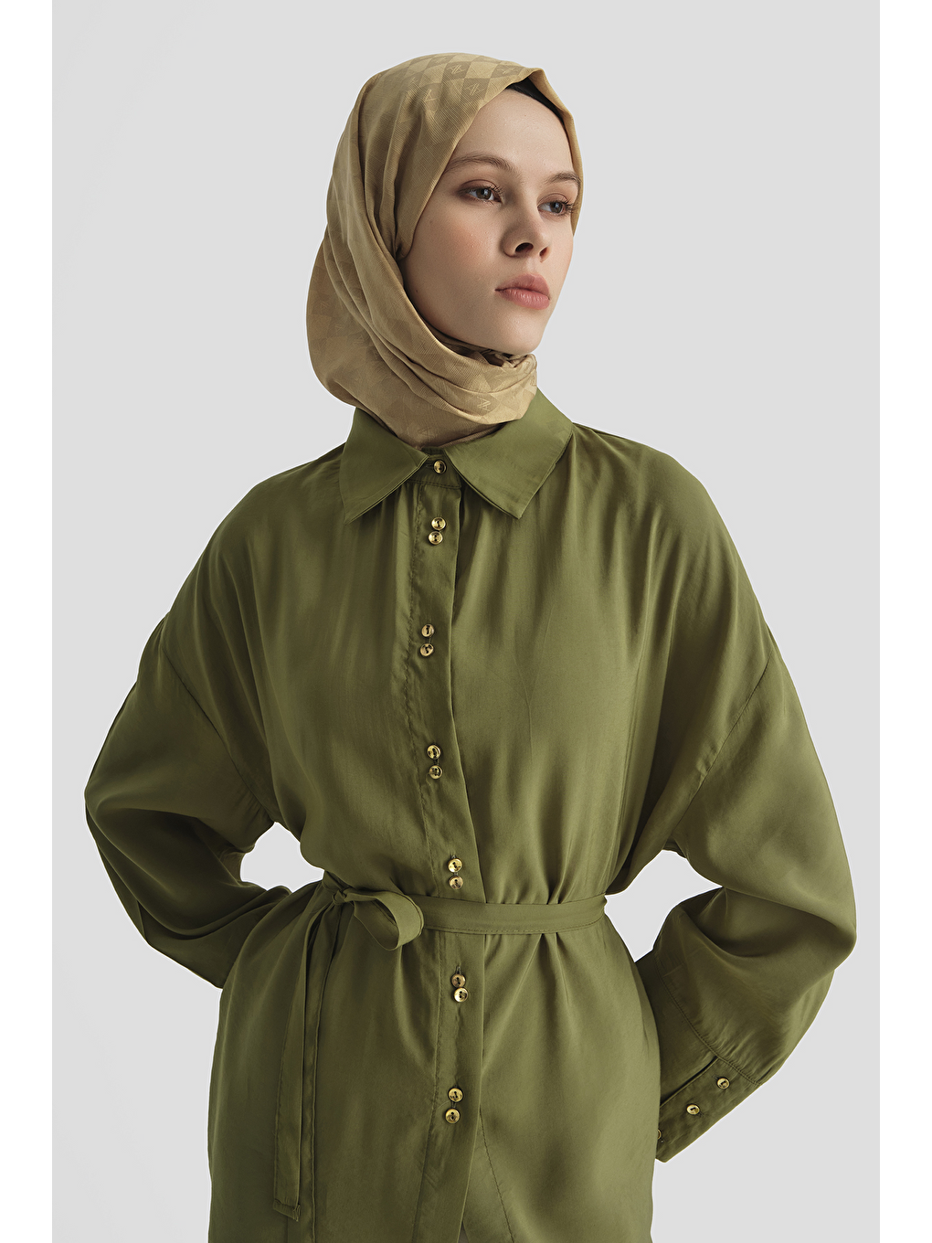 Kemer Detaylı Tunik Haki-3
