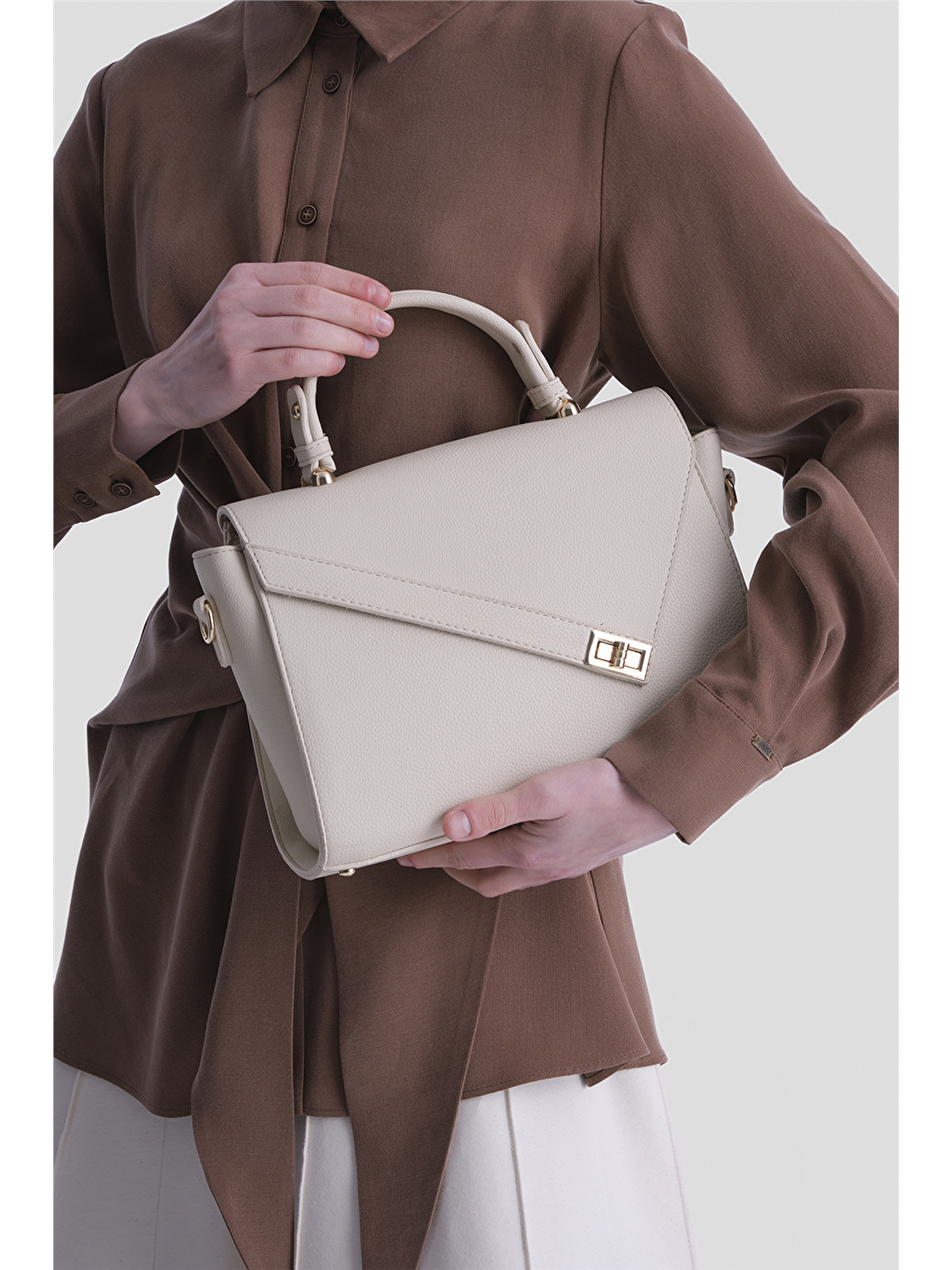 Kahverengi Bağlama Detaylı Tunik Camel-2