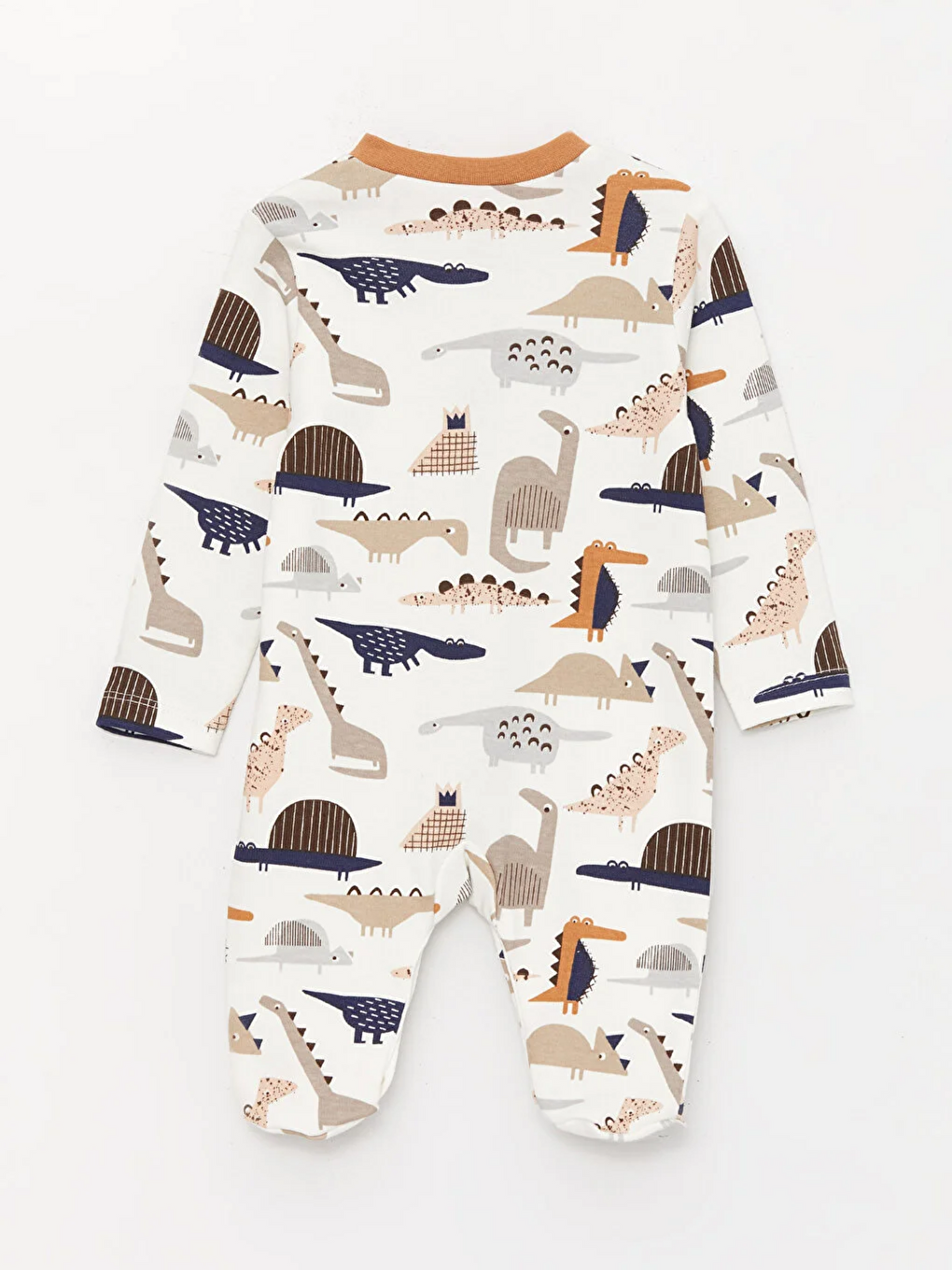 Kahverengi Bisiklet Yaka Uzun Kollu Baskılı Erkek Bebek Tulum-1