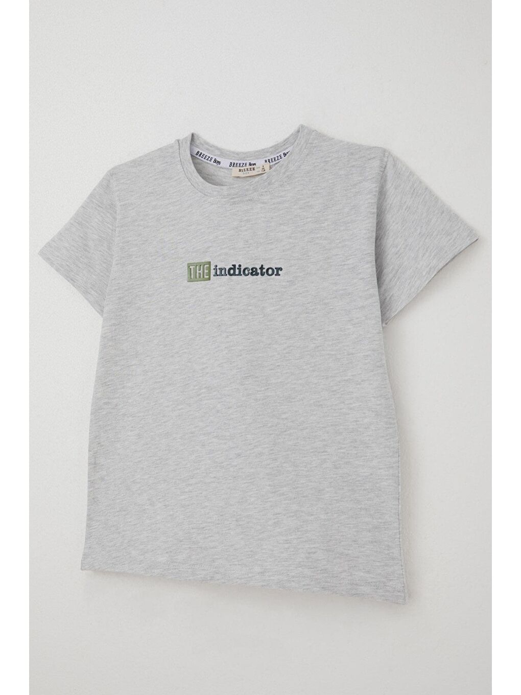 Erkek Çocuk Şortlu Takım Kabartma Yazı Baskılı Açık Gri Melanj (7-12 Yaş)-5