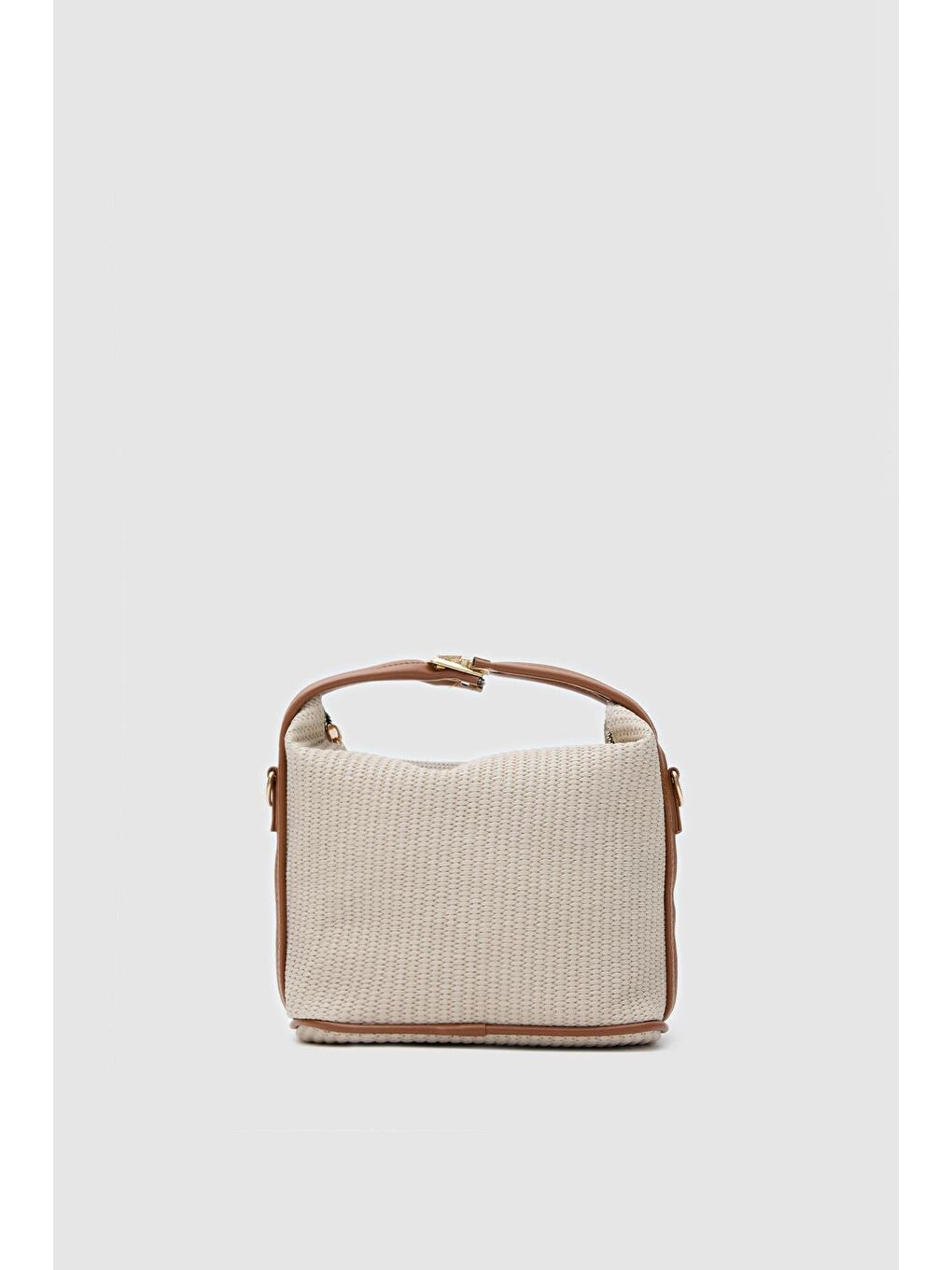 Ekru Hobo Hasır Çapraz Çanta Krem