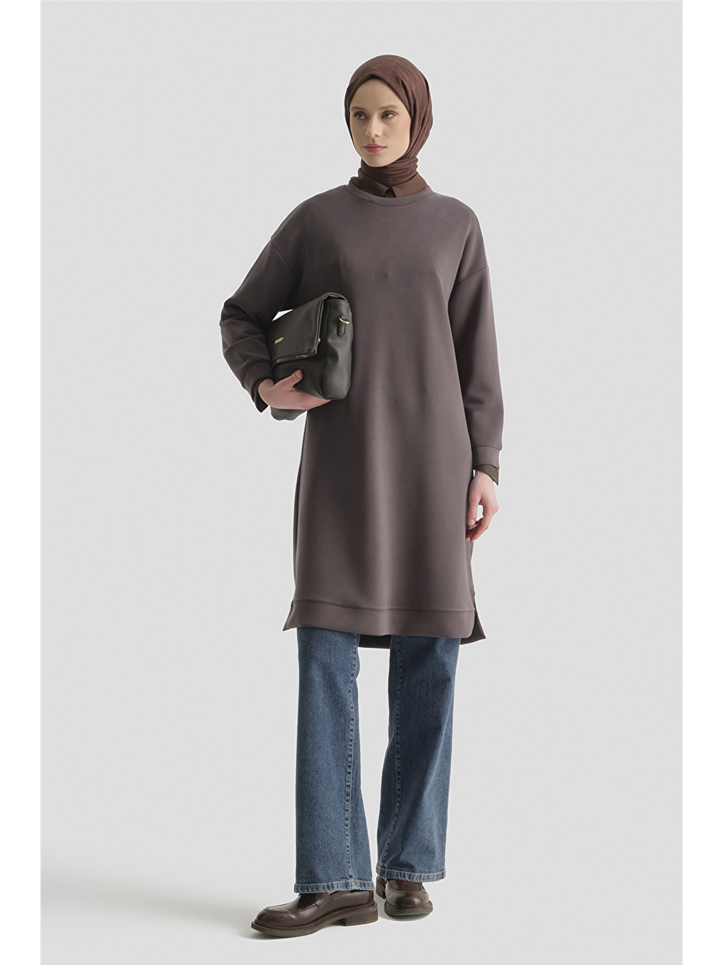 Kahverengi Basic Tunik Kakao