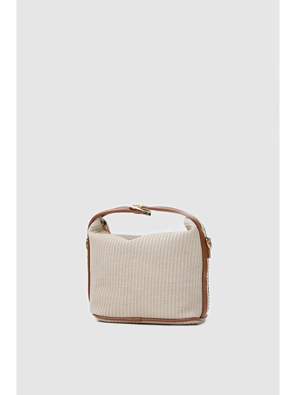 Ekru Hobo Hasır Çapraz Çanta Krem-1