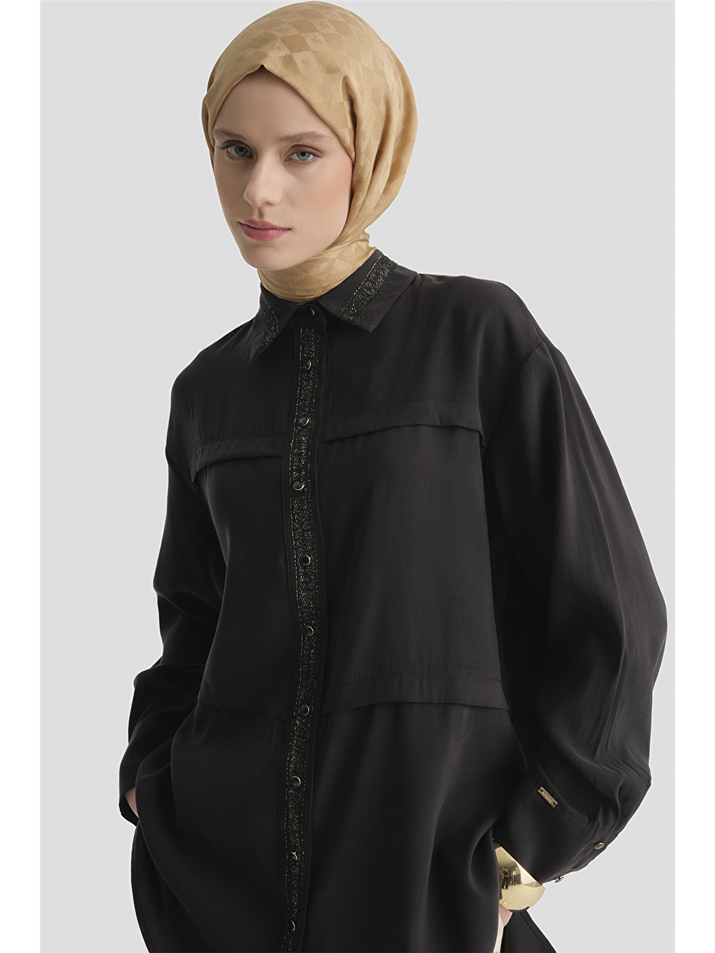 Sim Detaylı Tunik Siyah