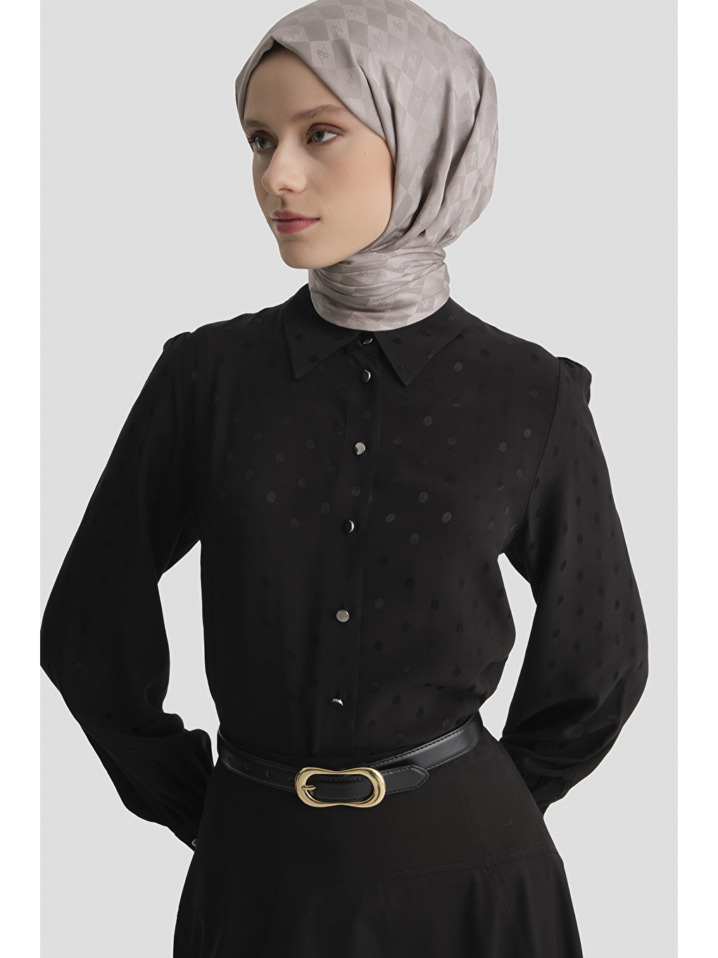 Viskon Jakarlı Tunik Siyah-3