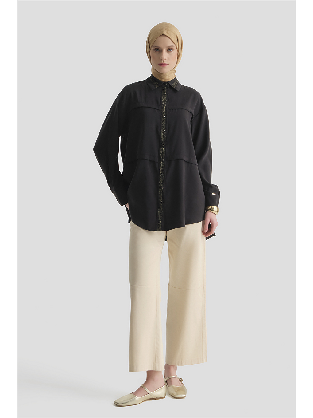 Sim Detaylı Tunik Siyah-1