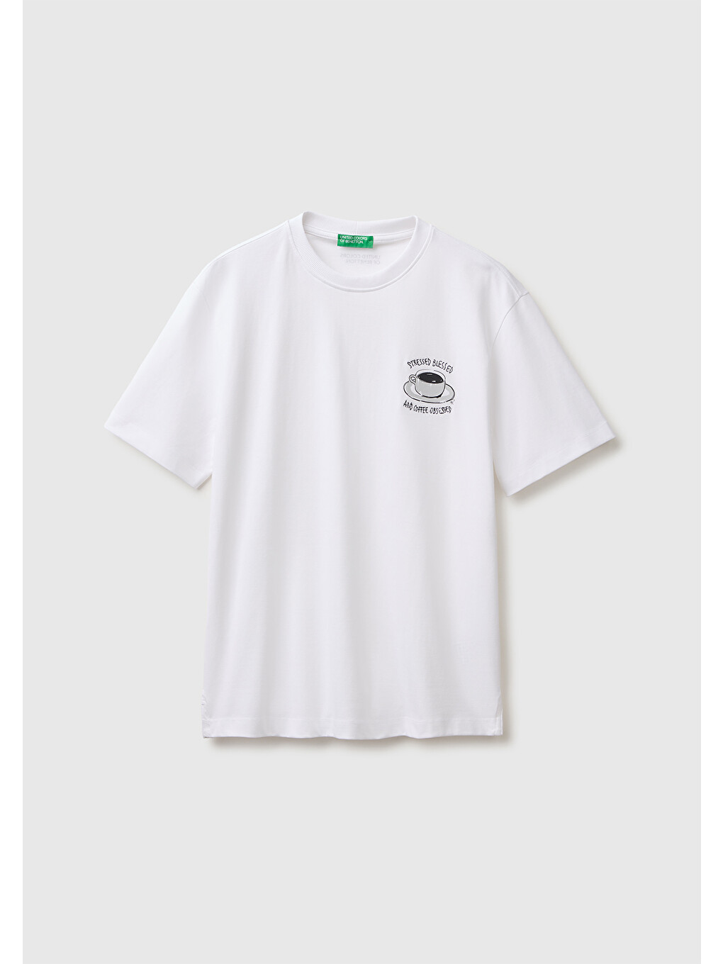 Erkek Beyaz %100 Pamuk Grafik Baskılı Regular Fit Bisiklet Yaka T-Shirt