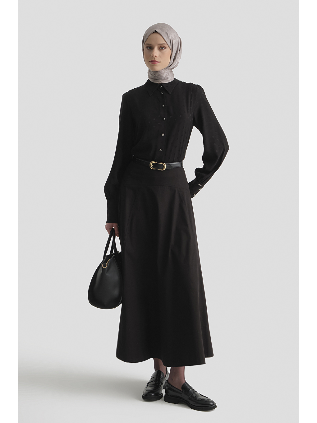 Viskon Jakarlı Tunik Siyah-4