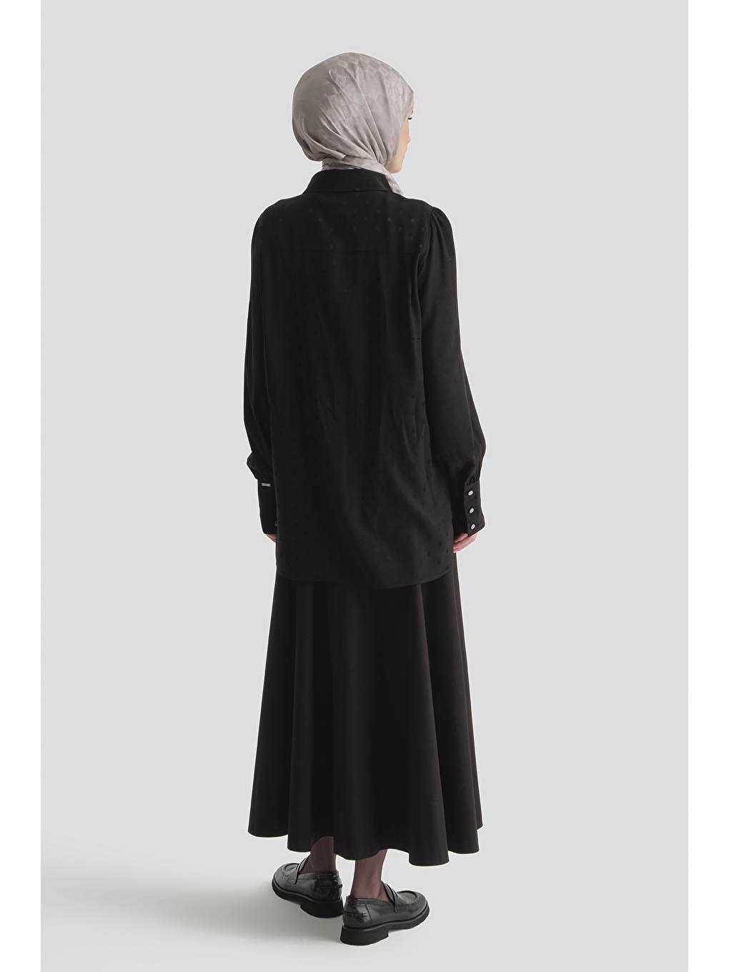 Viskon Jakarlı Tunik Siyah-5