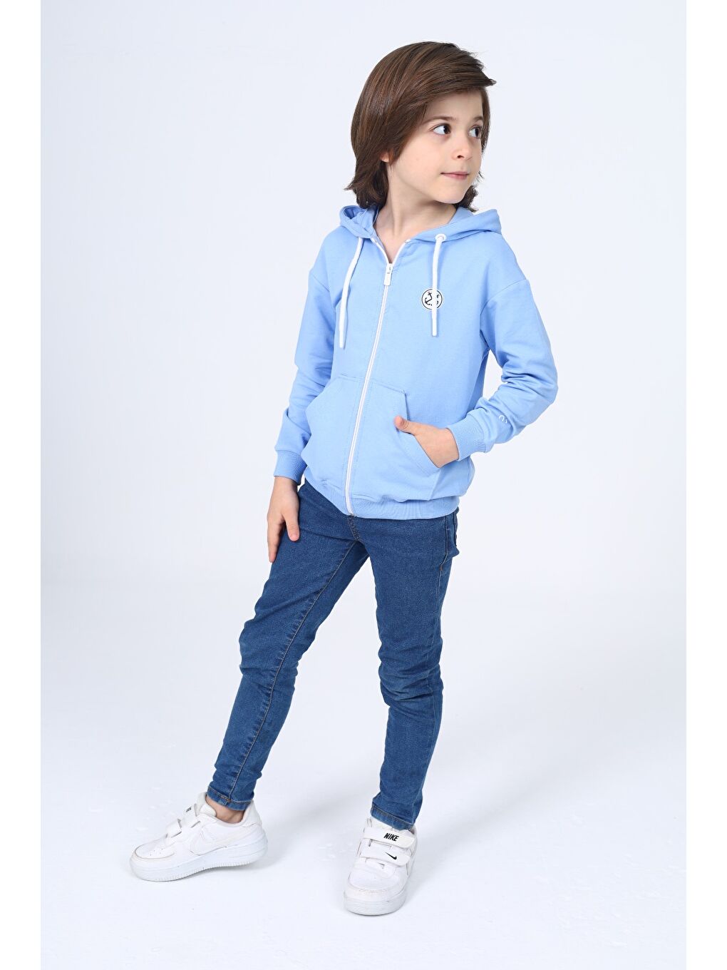 Mavi Erkek Çocuk Baskılı Hırka