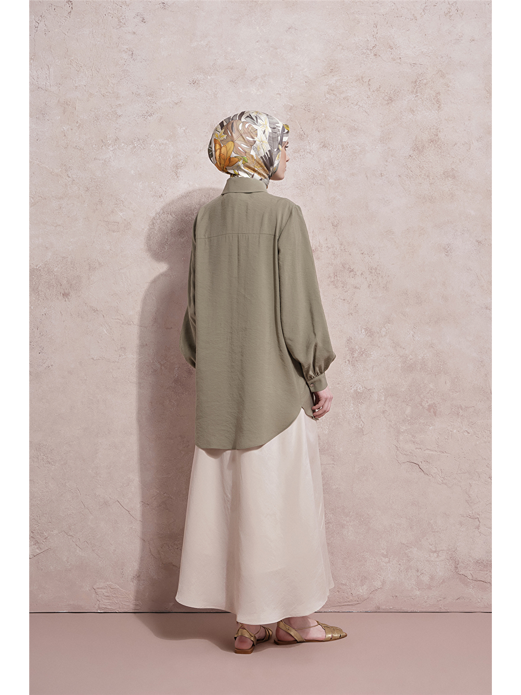 Nakışlı Modal Karışımlı Tunik Haki-6