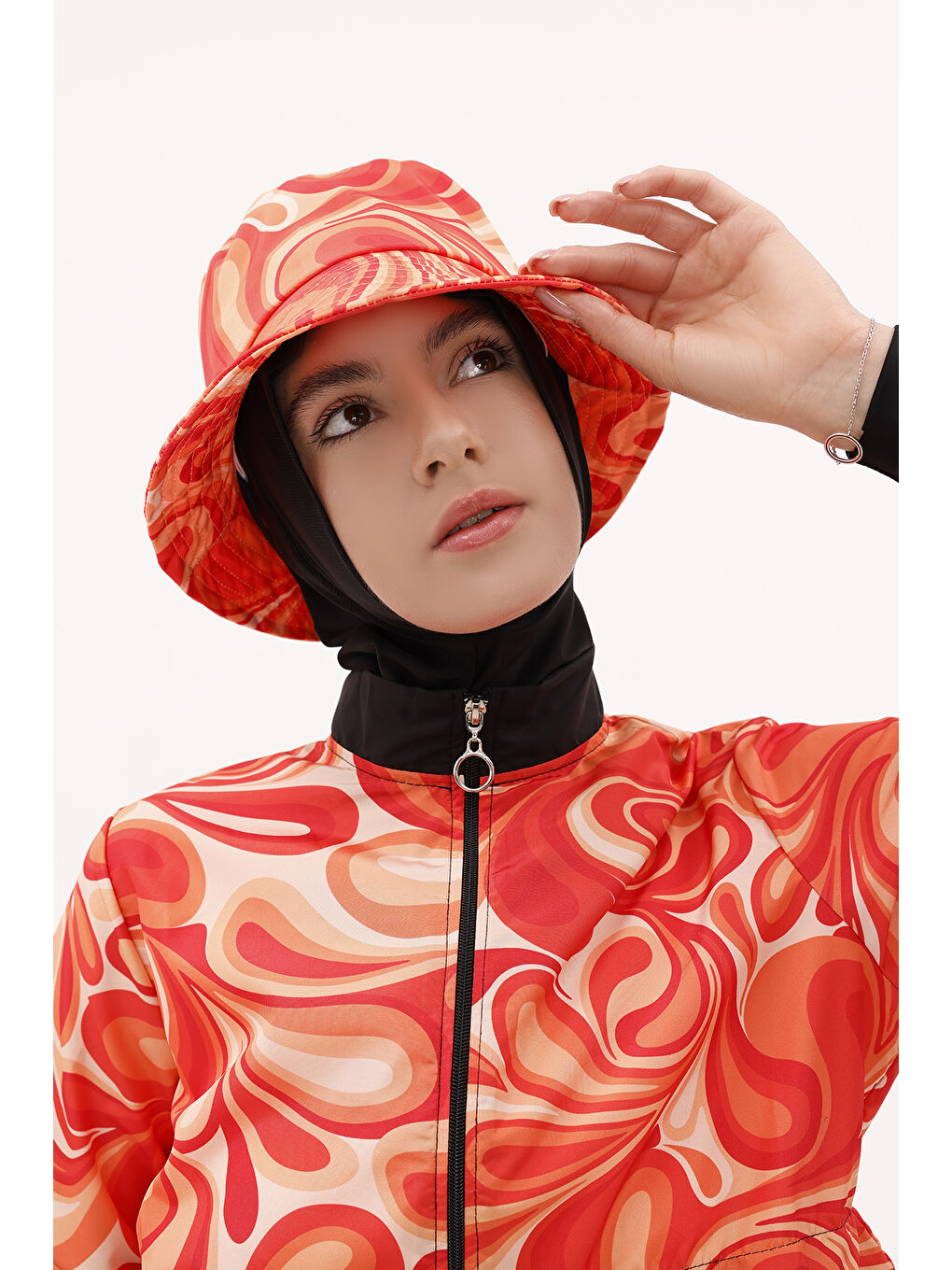 Desenli Bucket Şapka RŞ-113 Pera Turuncu-1