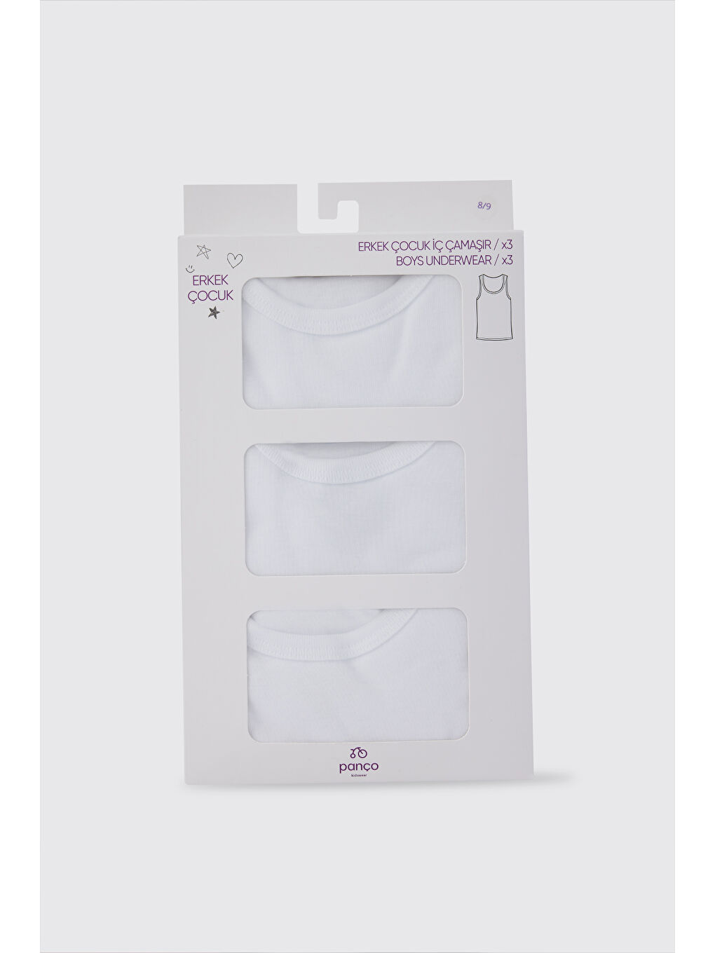 Erkek Çocuk Kalın Askılı Beyaz 3'lü Atlet-2