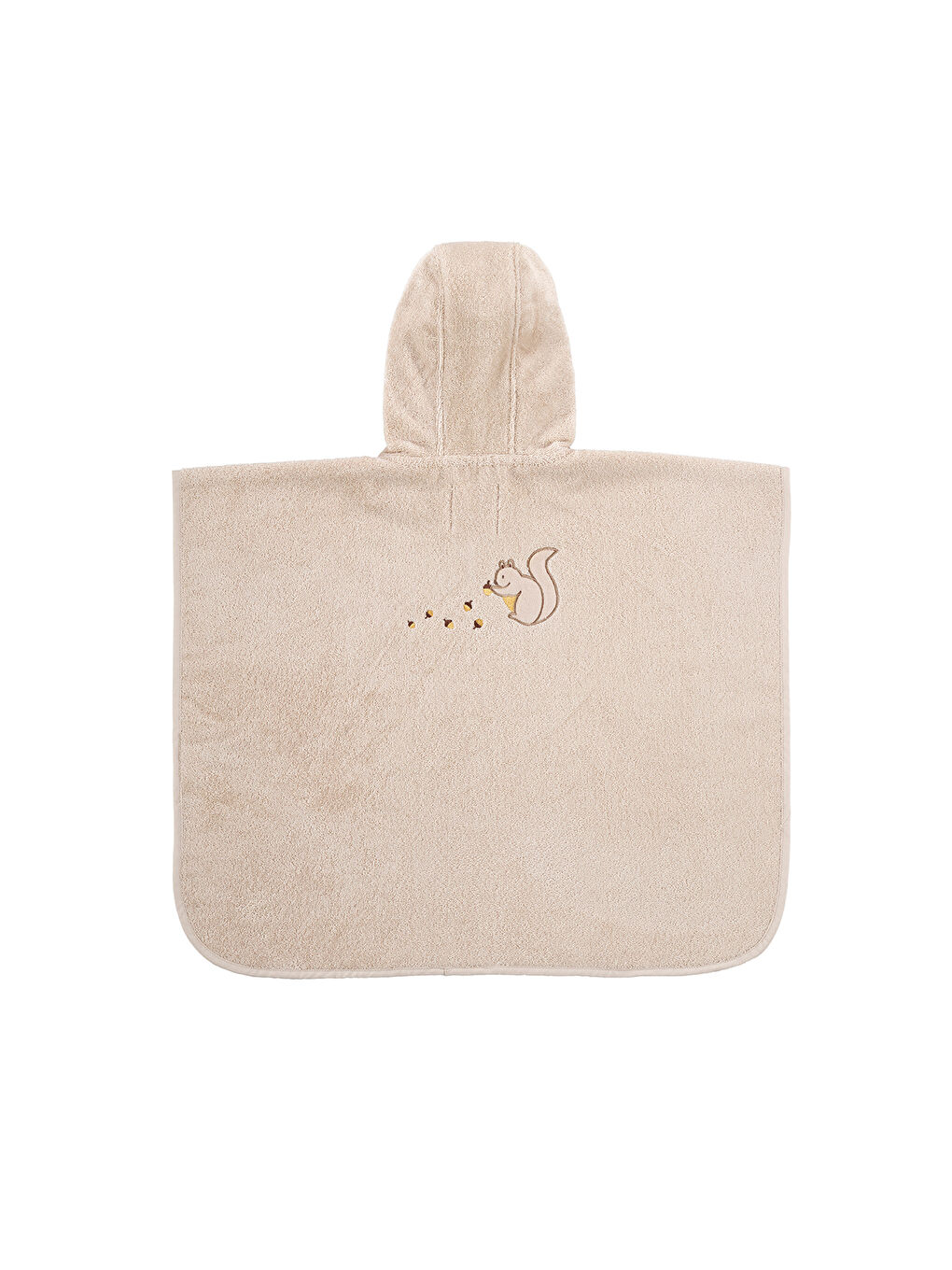 Tiny Squirrel Organik Pamuk Nakışlı Çocuk Panço Bej-4