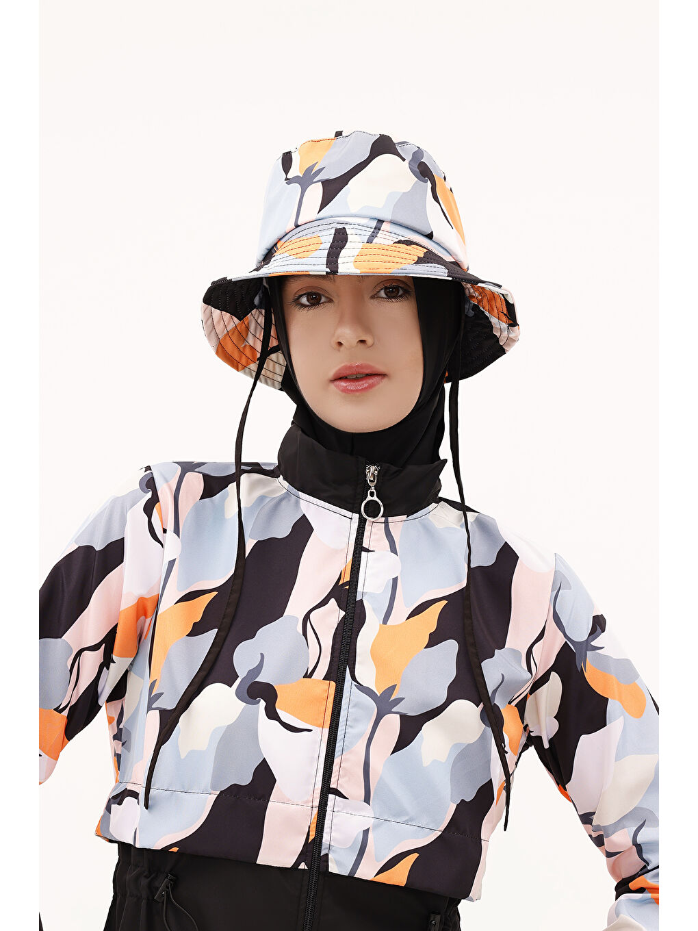 Desenli Bucket Şapka RŞ-113 Pera Çiçek Siyah-3