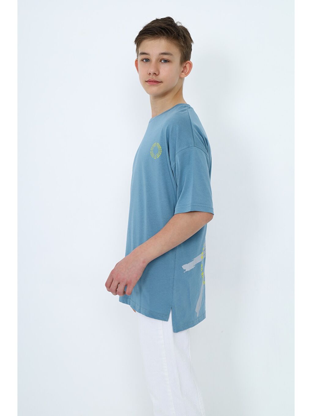 Mavi Erkek Çocuk Baskılı Tişört-1