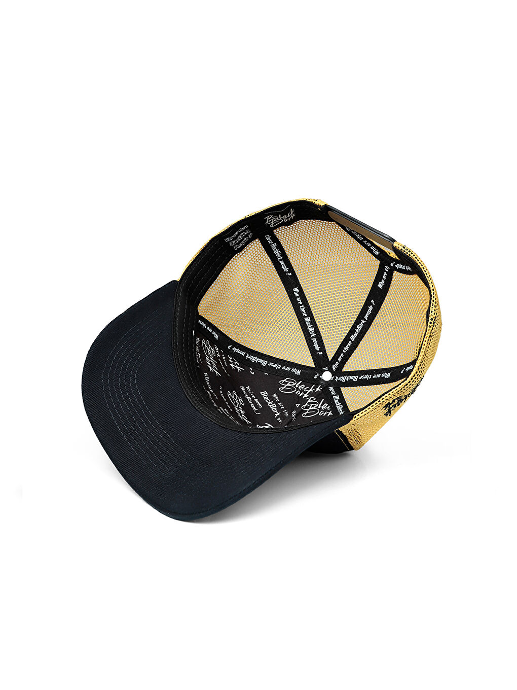 BlackBörk Bej V1 Trucker Panter - 4BS Kod Logolu Unisex Lacivert-Sarı Şapka (Cap) - 2