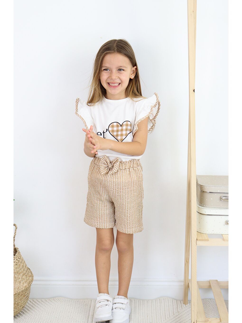 Kahverengi Jet Love Baskılı İkili Takım