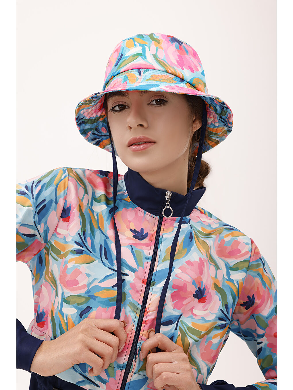 Desenli Bucket Şapka RŞ-113 Pera Bahçe Lacivert