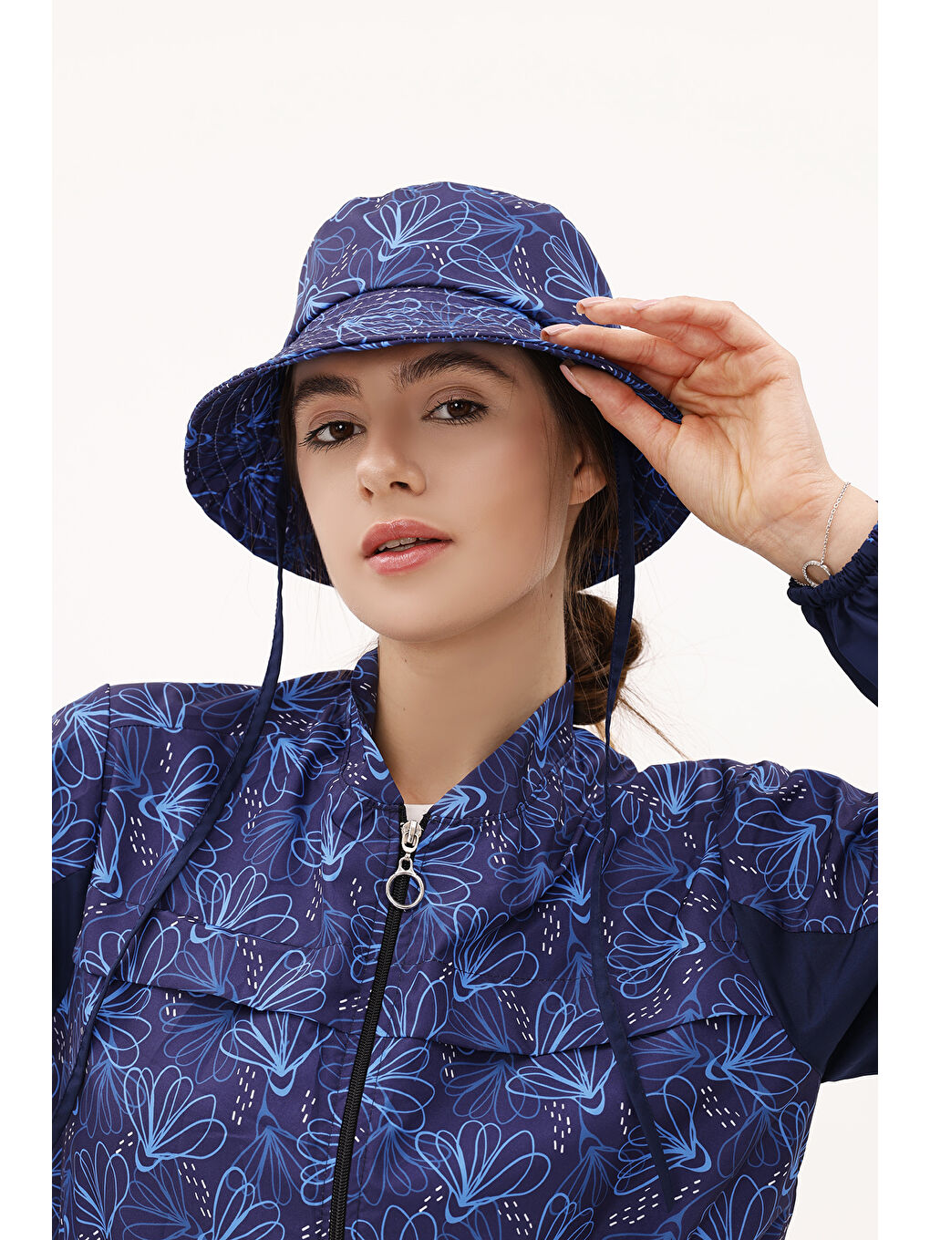 Desenli Bucket Şapka RŞ-113 Çiçek Lacivert02