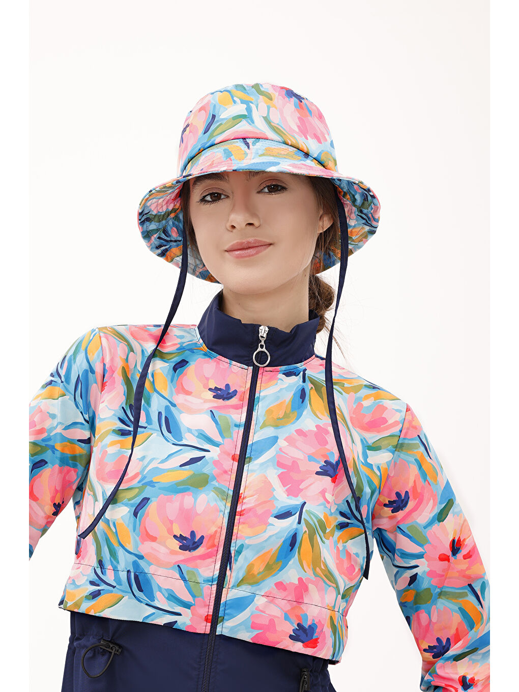 Desenli Bucket Şapka RŞ-113 Pera Bahçe Lacivert-1