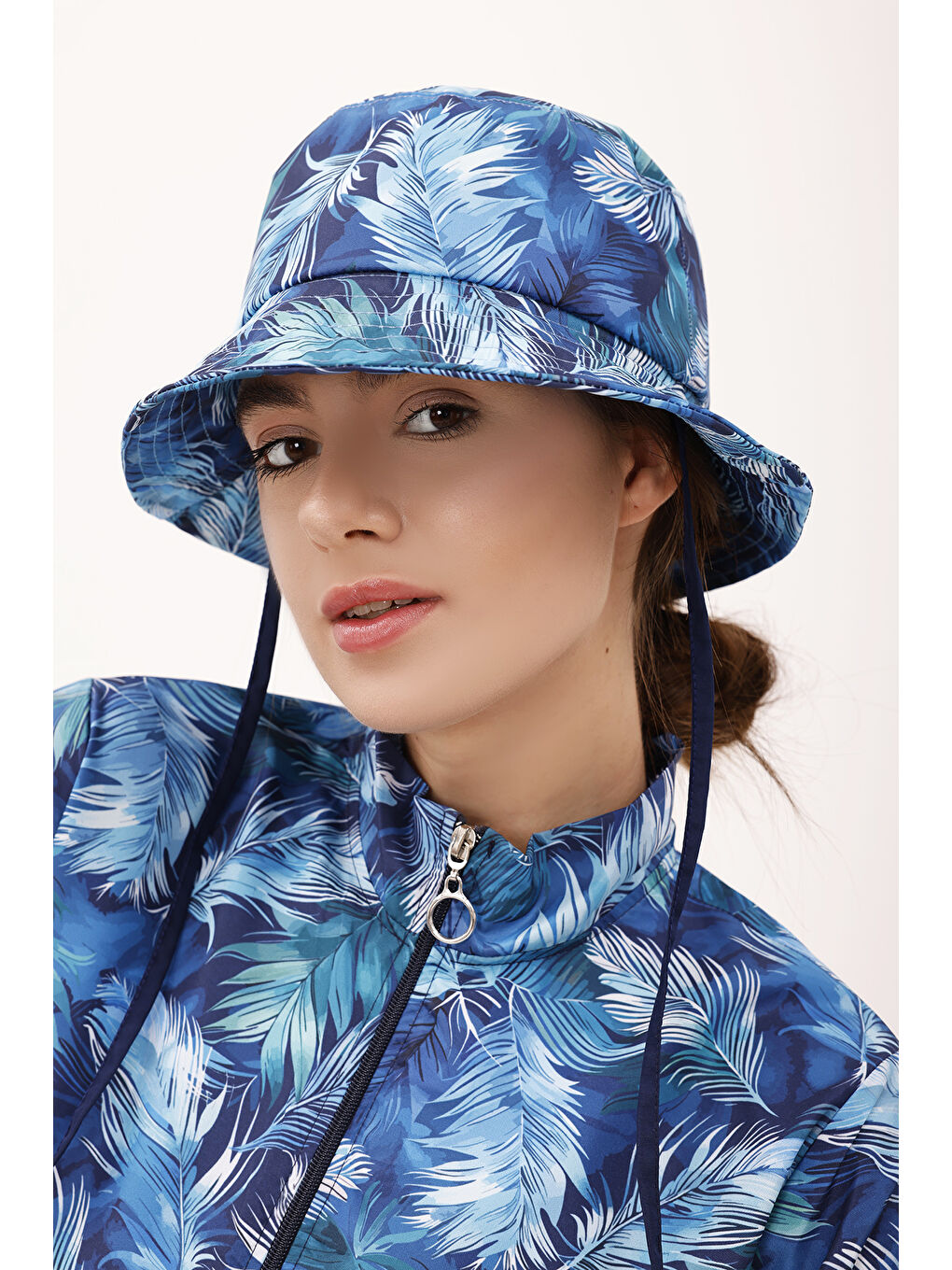 Mavi Desenli Bucket Şapka RŞ-113 Tüy Lacivert03