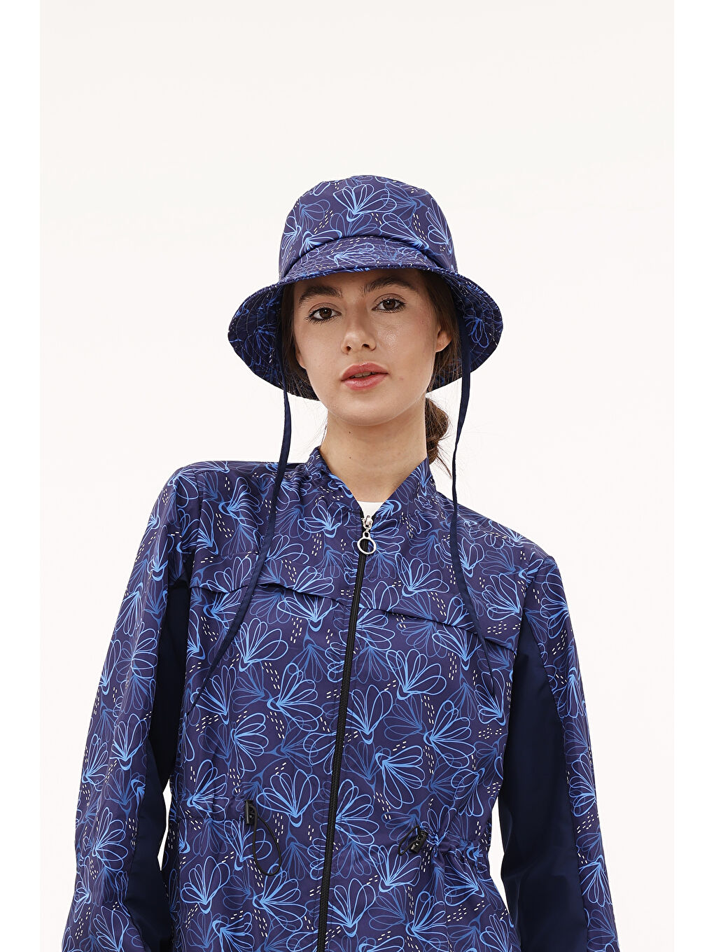 Desenli Bucket Şapka RŞ-113 Çiçek Lacivert02-3