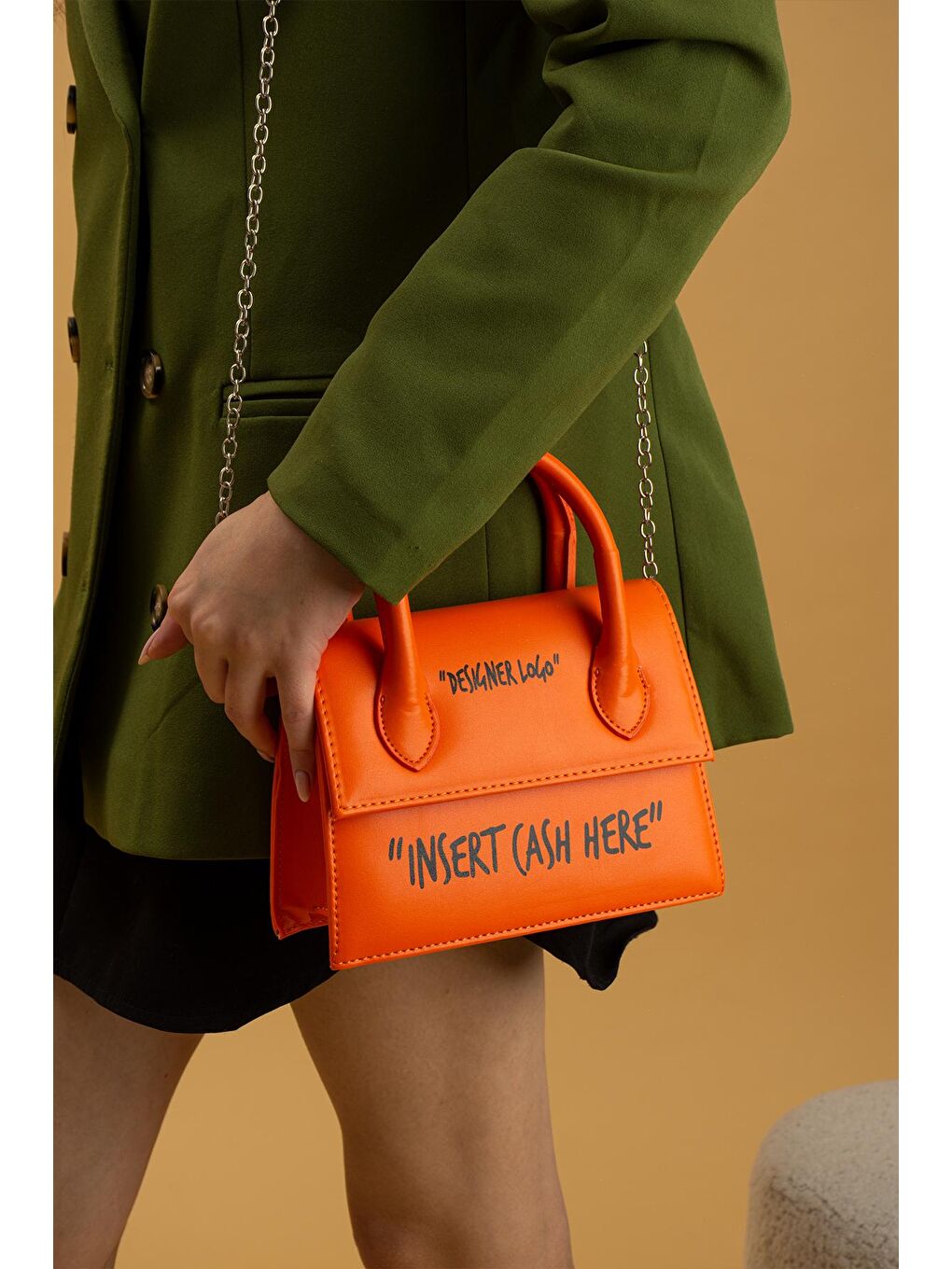 Turuncu Kulplu Zincir Askılı Kadın El Çantası BAG321-23