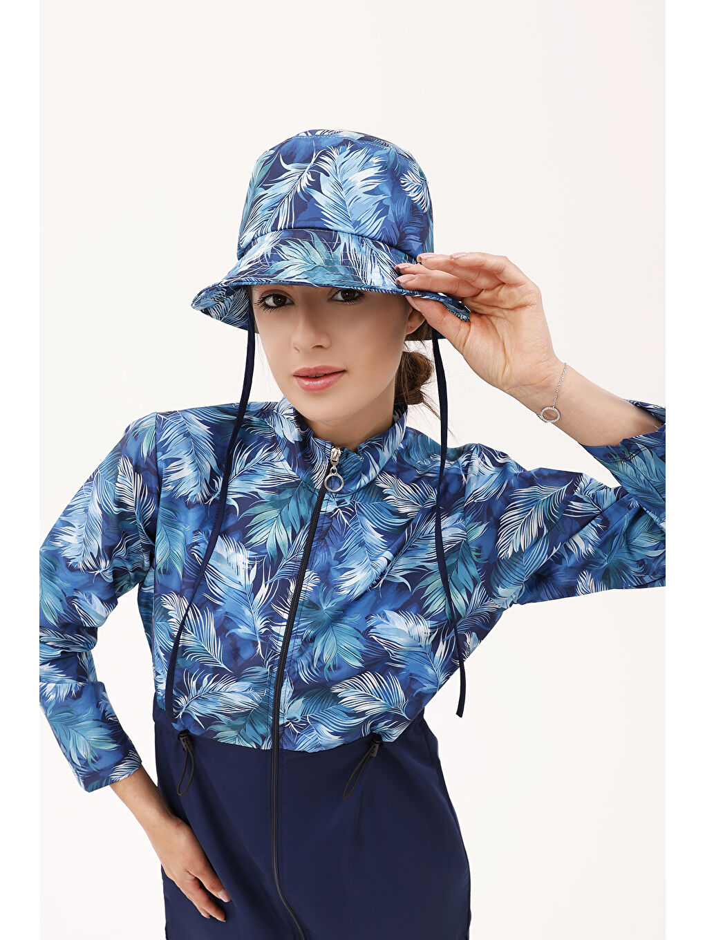 Mavi Desenli Bucket Şapka RŞ-113 Tüy Lacivert03-3