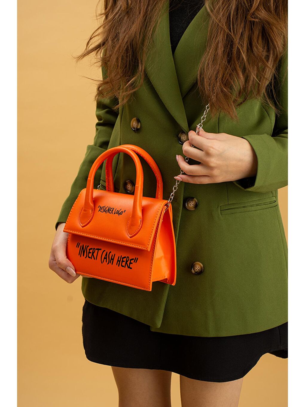 Turuncu Kulplu Zincir Askılı Kadın El Çantası BAG321-23-2