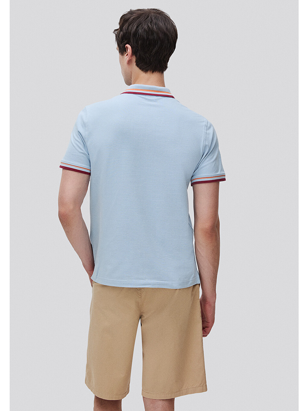 Erkek Açık Mavi Pamuk Karışımlı Logo Baskılı Regular Fit Polo Yaka T-Shirt-1