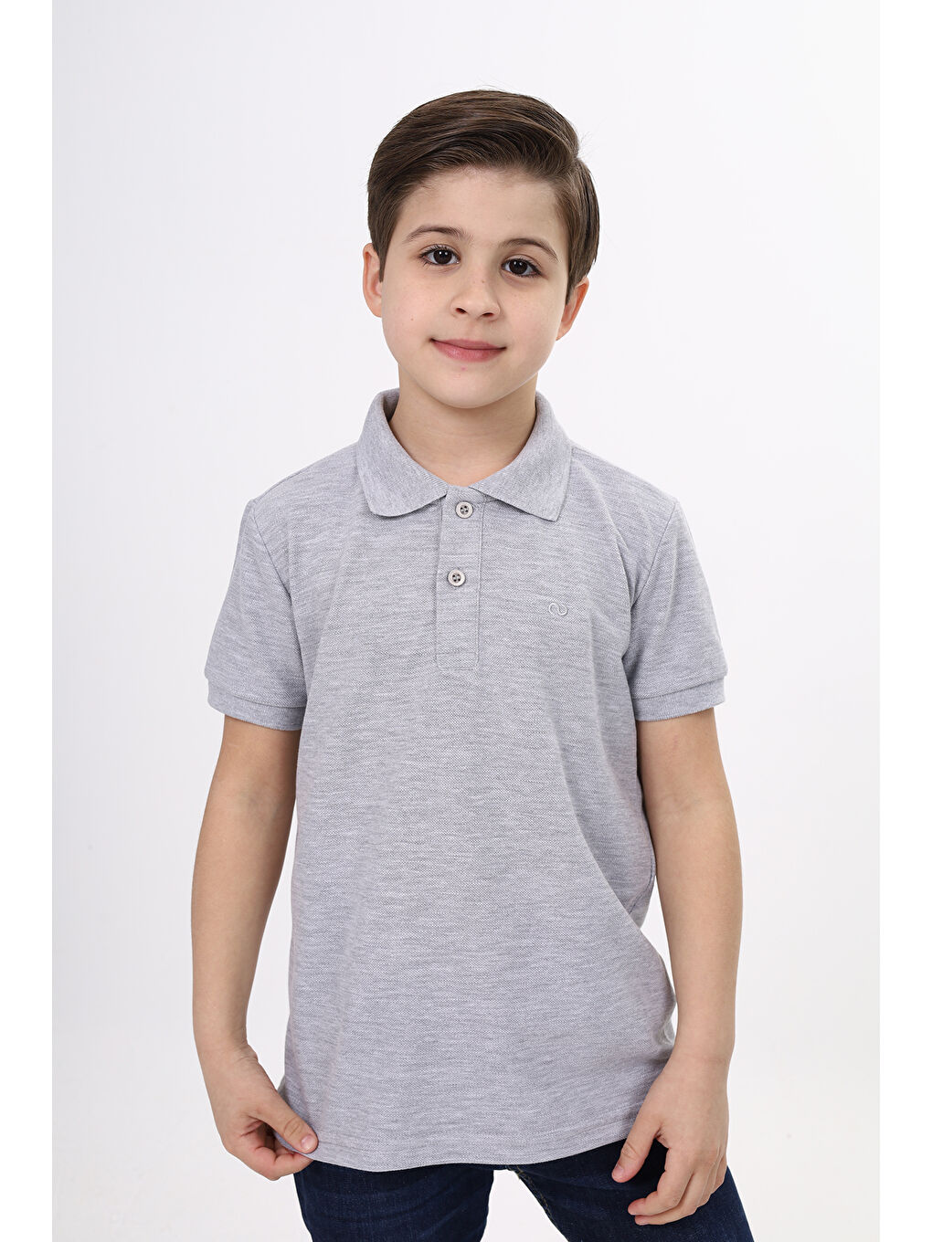 Gri Unisex Çocuk Nakışlı Tişört