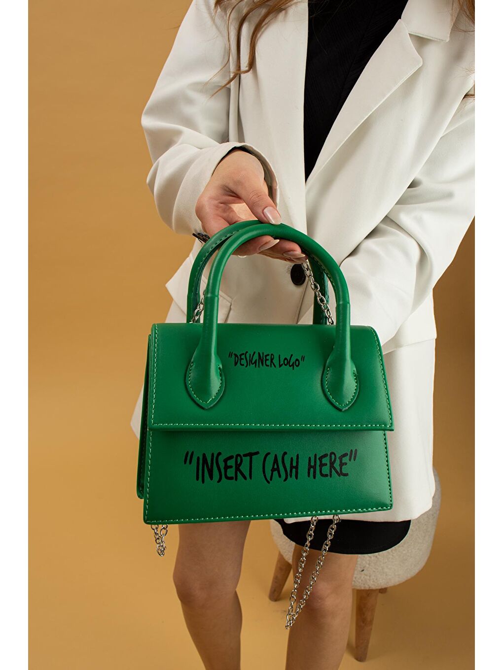 Yeşil Kulplu Zincir Askılı Kadın El Çantası BAG321-23