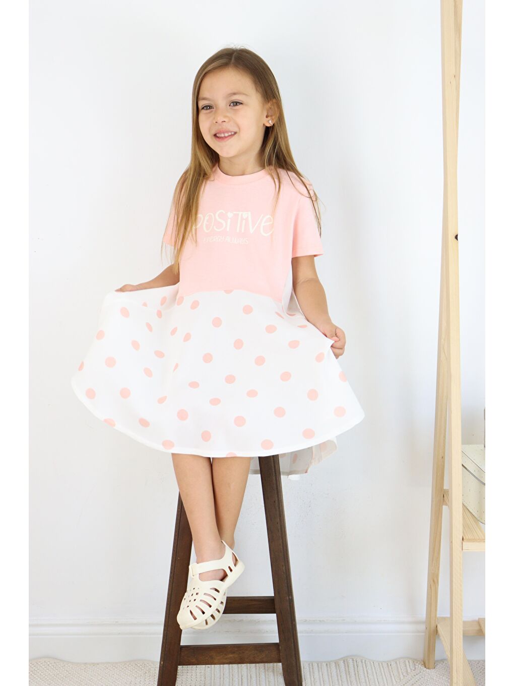 Miababy Pembe Puantiyeli Elbise - 3