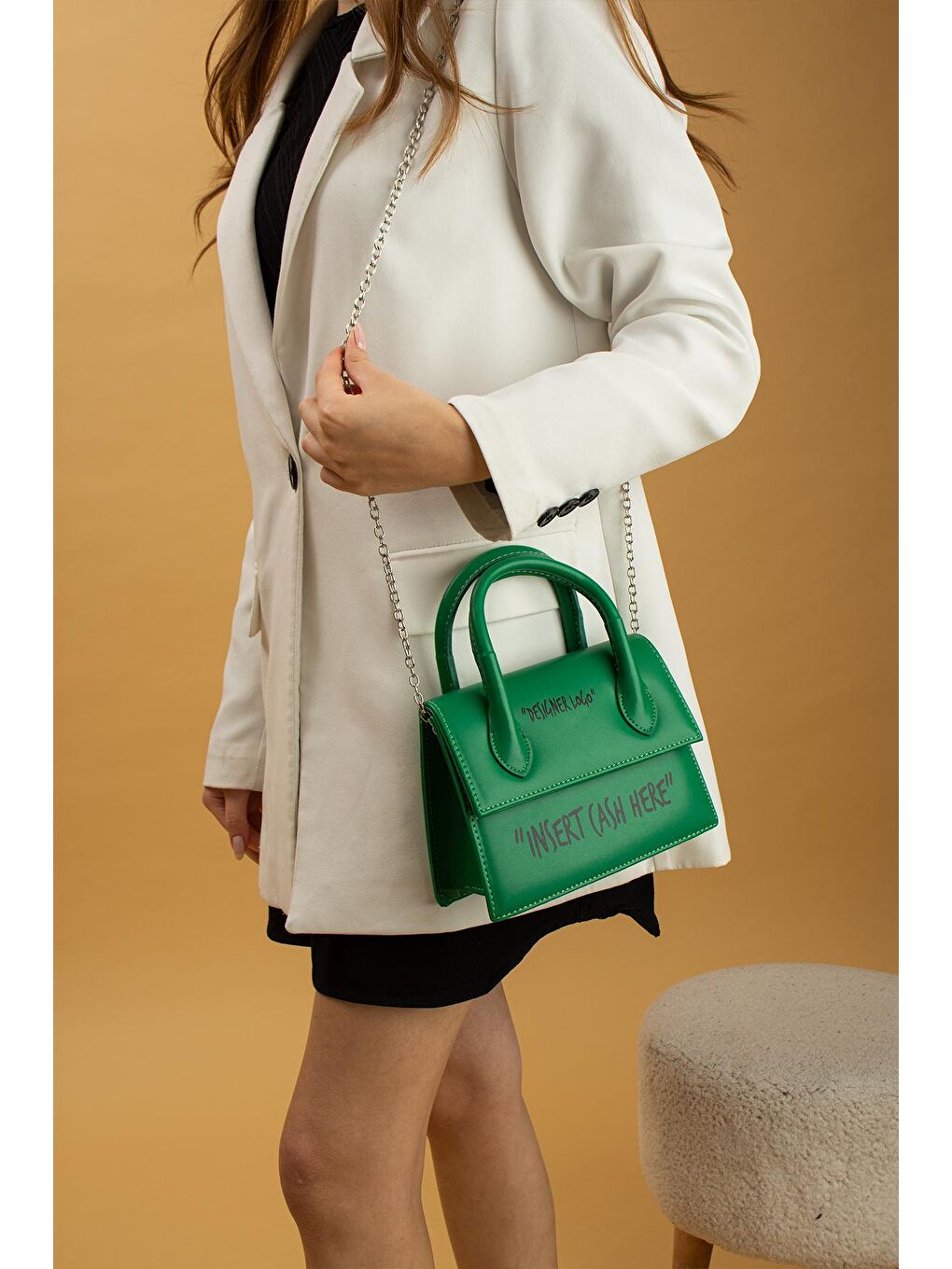 Yeşil Kulplu Zincir Askılı Kadın El Çantası BAG321-23-2