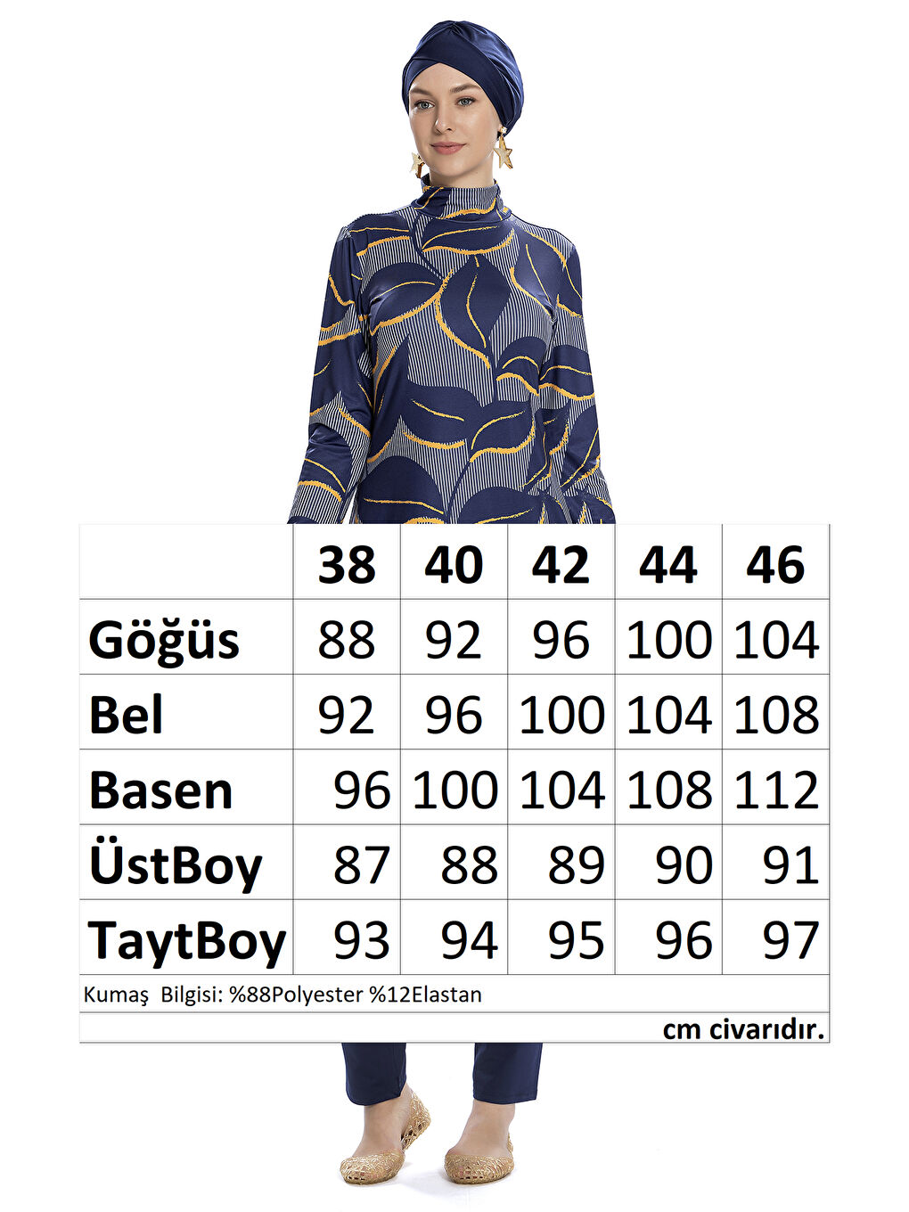 Elastanlı Tam Kapalı Tesettür Mayo 252 504 Lacivert-2