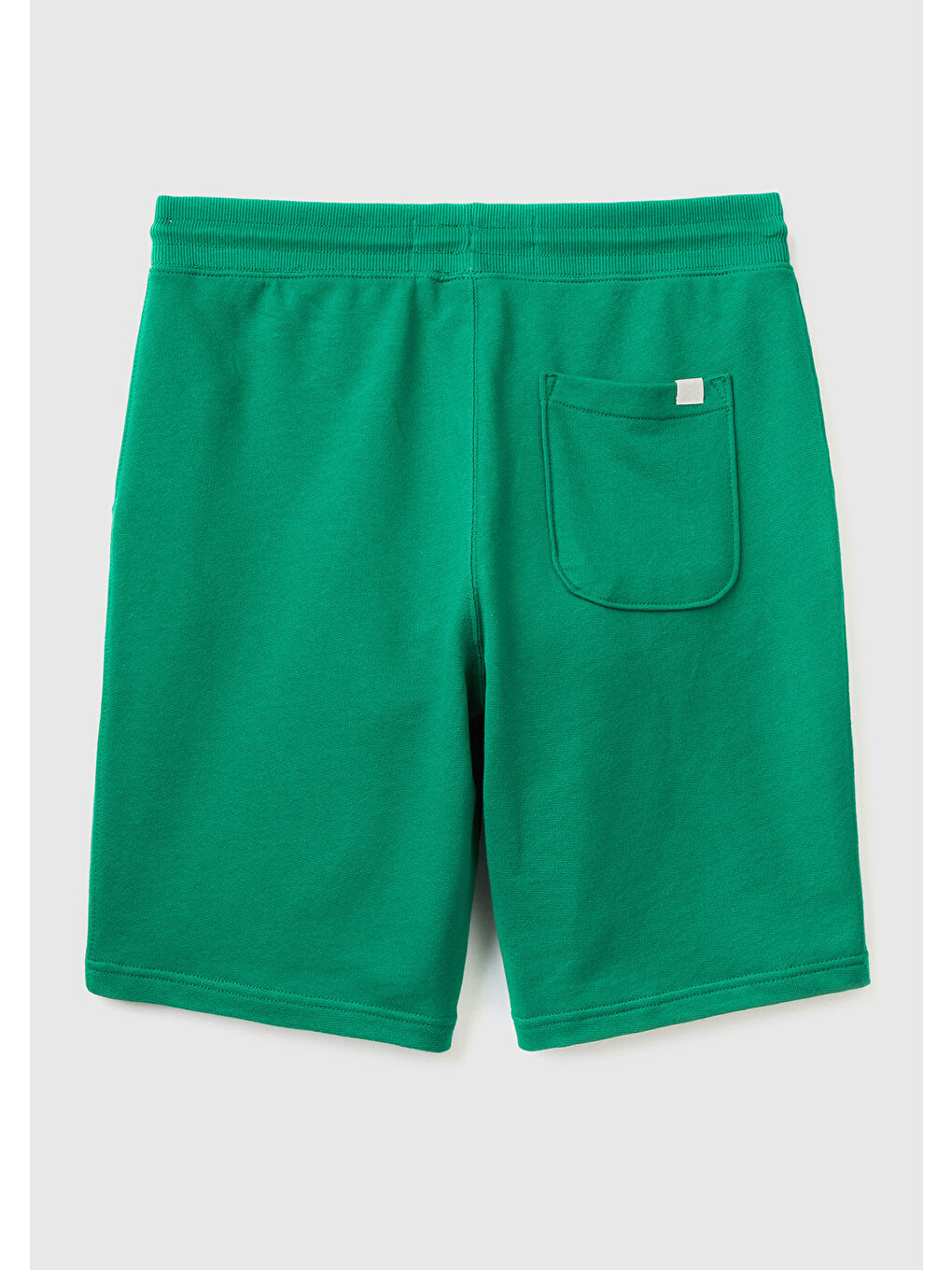 Erkek Koyu Yeşil %100 Pamuk Logo Detaylı Beli Lastikli Bermuda Şort-3