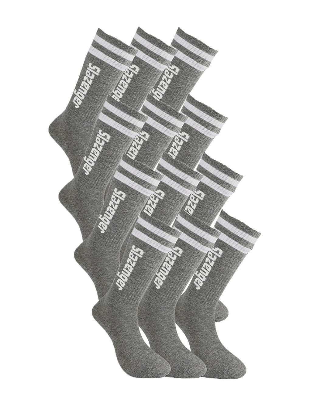 JINN 12 li Set Erkek  Gri Çorap