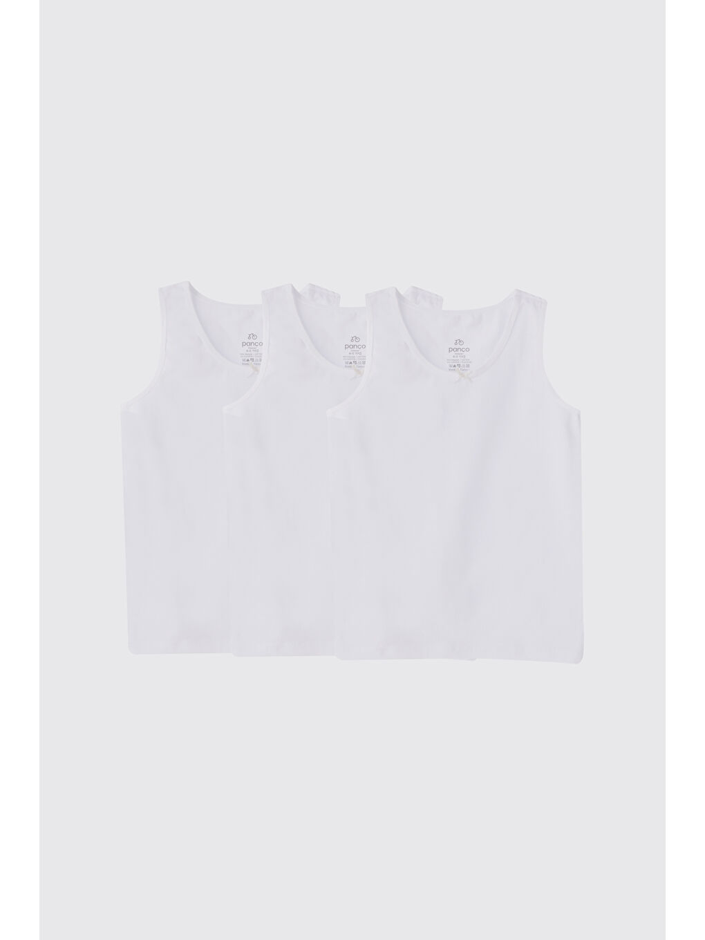 Kız Çocuk Kalın Askılı 3'lü Beyaz Atlet