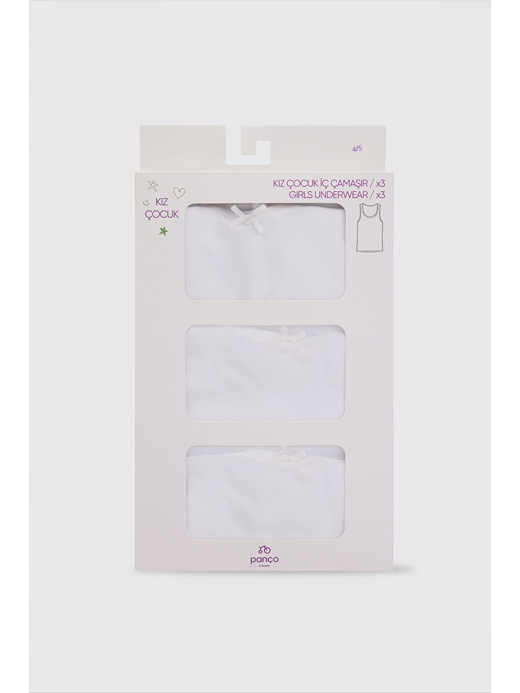 Kız Çocuk Kalın Askılı 3'lü Beyaz Atlet-2