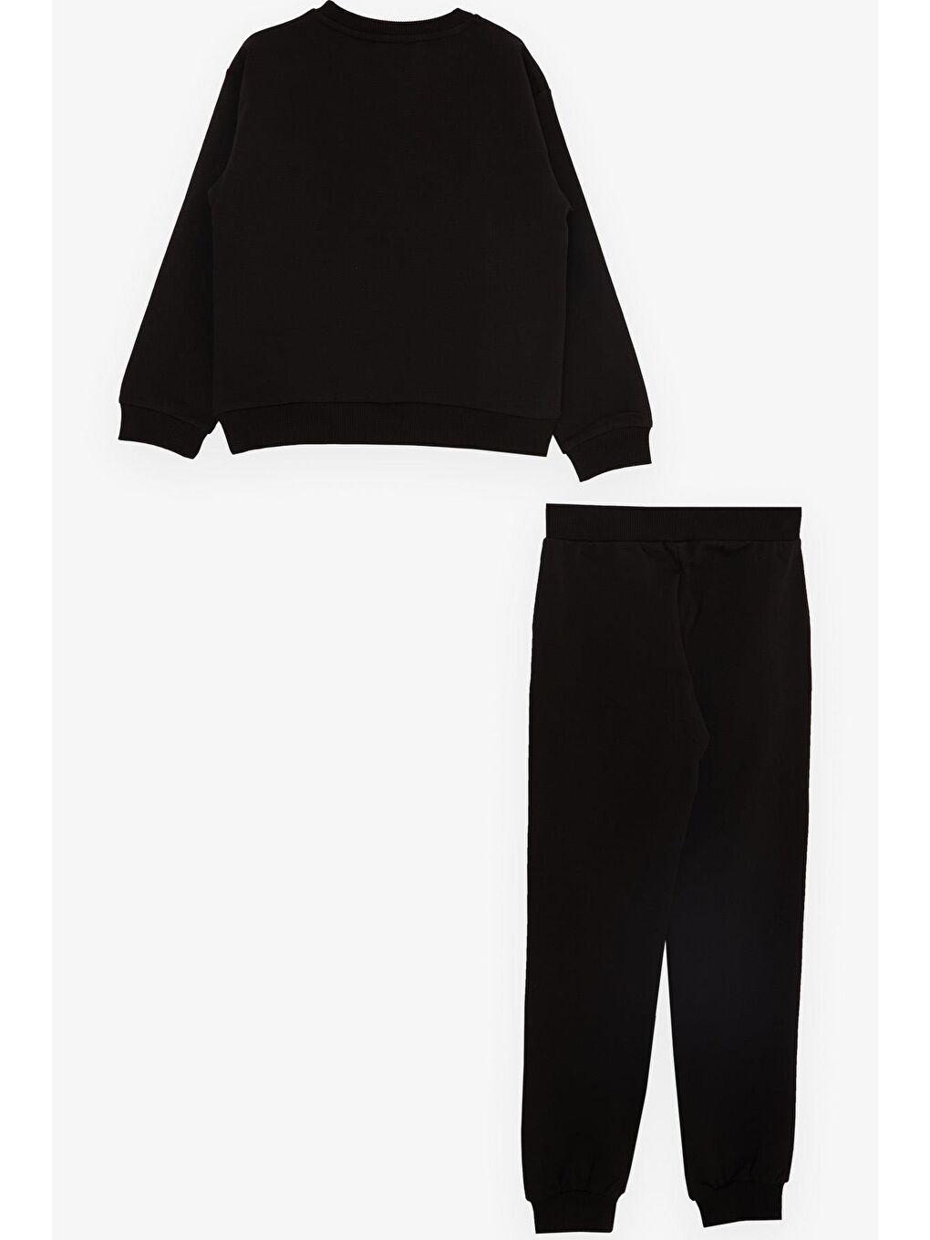 Kız Çocuk Eşofman Takım Slogan Temalı Simli Yazı Baskılı Siyah (9-10 Yaş)-1